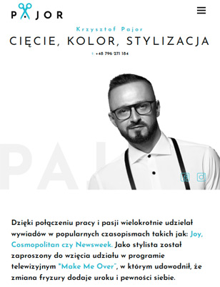 Portfolio Pajor - widok Tablet