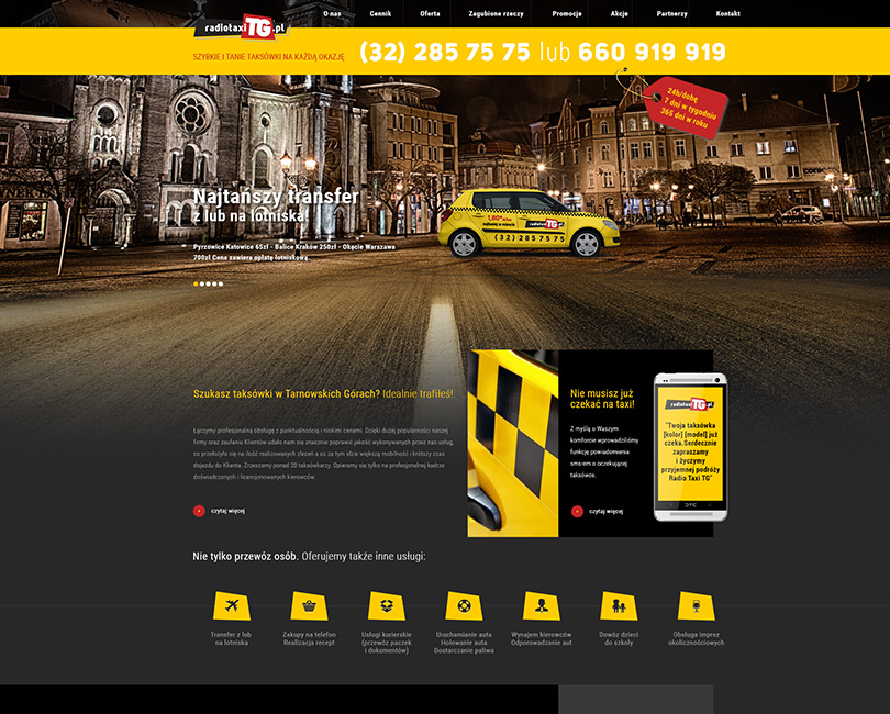 Portfolio RadioTaxiTG - widok PC