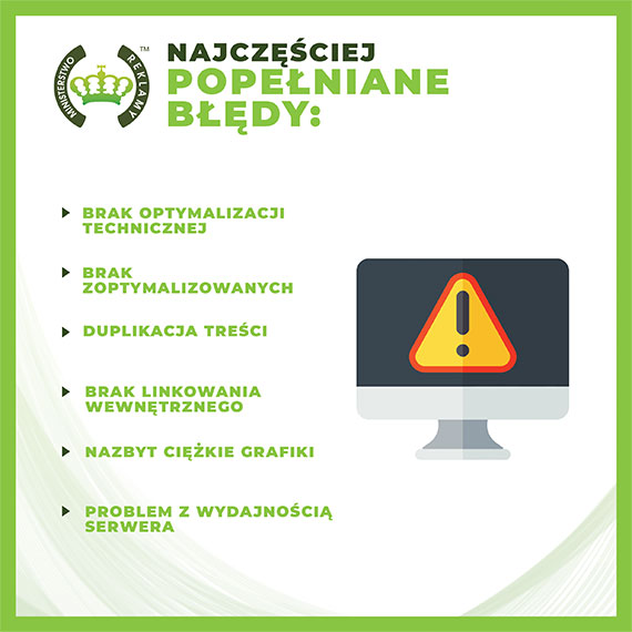 Najczęściej popełniane błędy techniczne podczas optymalizacji SEO - Infografika